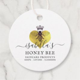 Etiquetas Para Recuerdos Relieve metalizado dorado Faux de Honey Bee Heart 