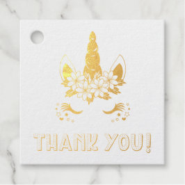 Etiquetas Para Recuerdos Relieve metalizado dorado Floral Unicorn Baby Show