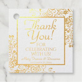 Etiquetas Para Recuerdos Relieve metalizado dorado Lacy Floral Filigree Bod