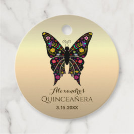 Etiquetas Para Recuerdos Relieve metalizado dorado Quinceanera Colorful But