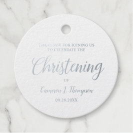 Etiquetas Para Recuerdos Relieve metalizado plateado Christening Baby Girl 