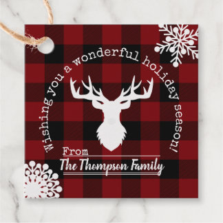 Etiquetas Para Recuerdos Reno de Navidad Personalizado en Cuadros de Búfalo