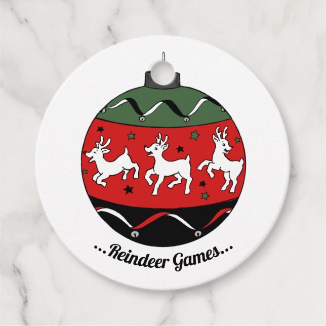 Etiquetas Para Recuerdos Renos rojos/verdes (Anverso)