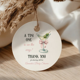 Etiquetas Para Recuerdos Retro A Tini One Martini Pink Bow Girl Baby Shower