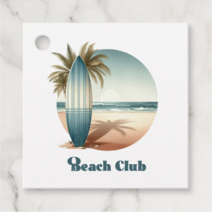 Etiquetas Para Recuerdos Retro Beach Club Cumpleaños Costero Surf