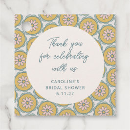 Etiquetas Para Recuerdos Retro Boho Floral Amarillo Personalizado Ducha Gra