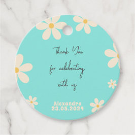 Etiquetas Para Recuerdos Retro Daisy niños florales cumpleaños gracias