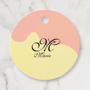 Etiquetas Para Recuerdos Retro de color amarillo naranja añadir su monogram