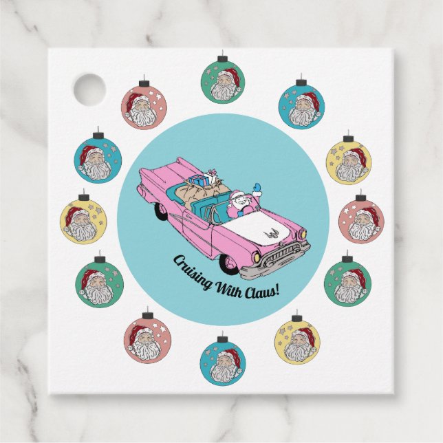 Etiquetas Para Recuerdos Retro Santa (Anverso)