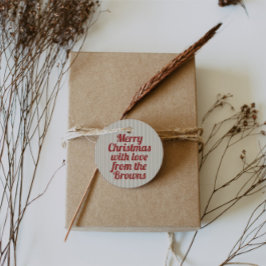 Etiquetas Para Recuerdos Retro Vintage Green Strips Red Merry Christmas