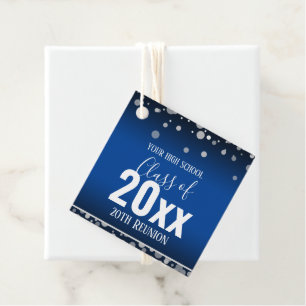 Etiquetas Para Recuerdos Reunión escolar elegante Confetti Blue