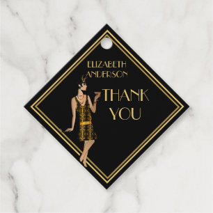 Etiquetas Para Recuerdos Roaring 20s Flapper Gatsby Gracias Oro Negro
