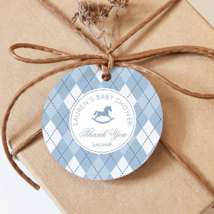 Etiquetas Para Recuerdos Rockefeller Classic Argyle Blue Baby Shower