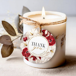 Etiquetas Para Recuerdos Rojo rubí y blanco floral gracias