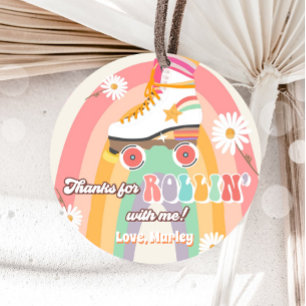 Etiquetas Para Recuerdos Roller Skating Birthday Retro Skate Rollin Thanks