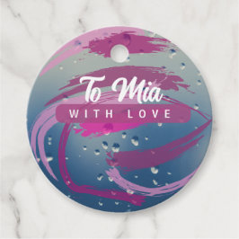 Etiquetas Para Recuerdos Romántica Fuchsia y Pincelada Rosa Suave 