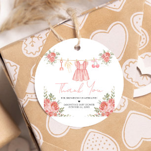 Etiquetas Para Recuerdos Ronda Baby Shower de Floral de Boho Rosado