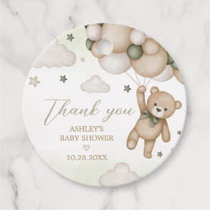 Etiquetas Para Recuerdos Ronda Baby Shower de globo de oso verde