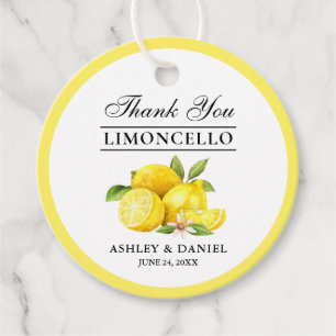 Etiquetas Para Recuerdos Ronda Boda de color de agua Lemons Limoncello