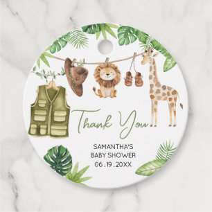 Etiquetas Para Recuerdos Ronda de Baby Shower de animales de la selva safar