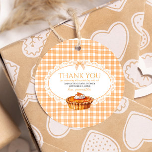 Etiquetas Para Recuerdos Ronda de Baby Shower de Gingham Little Cutie Pie