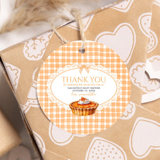 Etiquetas Para Recuerdos Ronda de Baby Shower de Gingham Little Cutie Pie