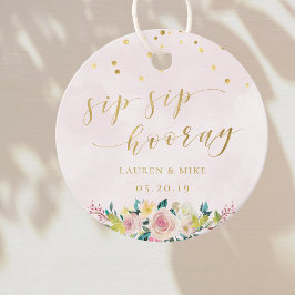 Etiquetas Para Recuerdos Ronda de Boda Rubor Pink Floral Sip Hooray