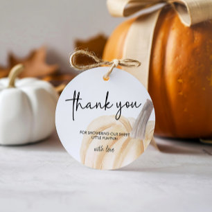 Etiquetas Para Recuerdos Ronda de calabaza pequeña de Baby Shower de otoño