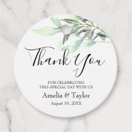 Etiquetas Para Recuerdos Ronda de hojas de eucalipto verde claro