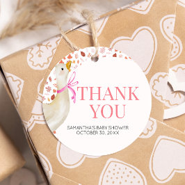 Etiquetas Para Recuerdos Ronda rosada de Baby Shower de moho