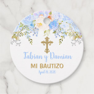 Etiquetas Para Recuerdos Rosa Azul Jardín Dios bendiga el favor del bautism