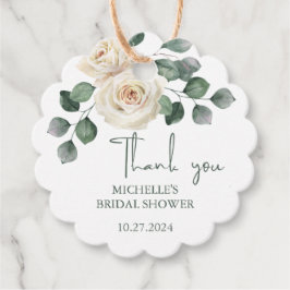 Etiquetas Para Recuerdos Rosa blanco y verde gracias