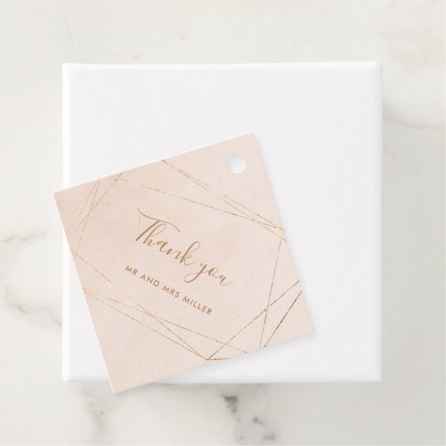 Etiquetas Para Recuerdos Rosa color de agua rosa dorado Boda moderno Gracia (In situ)