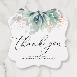 Etiquetas Para Recuerdos Rosa Dorado Suculentas Verde Agradecimiento de Bod