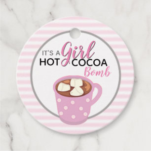 Etiquetas Para Recuerdos Rosa es un Baby Shower Chica   Bomba de cacao cali
