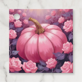 Etiquetas Para Recuerdos Rosa Flor de Calabaza Rosa Floral Halloween Día de