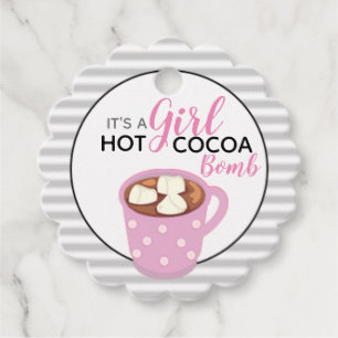 Etiquetas Para Recuerdos Rosa gris es un Baby Shower Chica Bomba de cacao