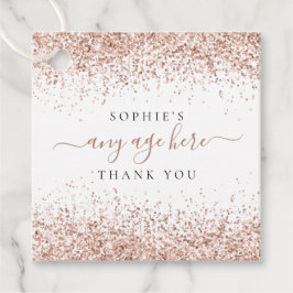 Etiquetas Para Recuerdos Rosa Purpurina de Oro Nombre Cualquier Cumpleaños 