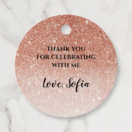 Etiquetas Para Recuerdos Rosa Purpurina de oro Regalo de cumpleaños