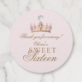 Etiquetas Para Recuerdos Rosa Relieve metalizado dorado Dulce 16 Cumpleaños