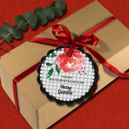 Etiquetas Para Recuerdos Rosa Roja en Bridal Shower de Gingham