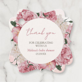 Etiquetas Para Recuerdos Rosa Rosa Moderno Floral Bebé Beber Gracias