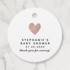 Etiquetas Para Recuerdos Rosa simple Purpurina dorado Corazón Baby Shower
