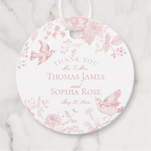 Etiquetas Para Recuerdos Rosa Toile De Jouy Vintage Floral Boda