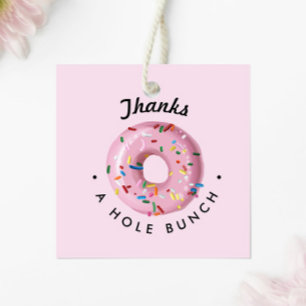Etiquetas Para Recuerdos Rosado rociado Donut "Gracias a un cubo"
