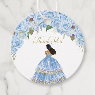 Etiquetas Para Recuerdos Rosas Azules Claros Floral Quinceanera Gracias Fav