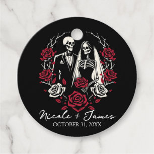 Etiquetas Para Recuerdos Rosas Blancas y Rojas Negras Esqueleto Boda de Par