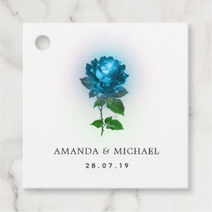 Etiquetas Para Recuerdos Rosas Damask góticas de color verde azulado y negr