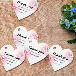 Etiquetas Para Recuerdos Rosas de color de agua rosa corazón