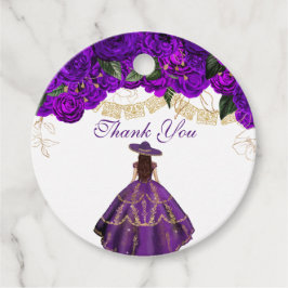 Etiquetas Para Recuerdos Rosas morados elegancia floral Charro Quinceanera